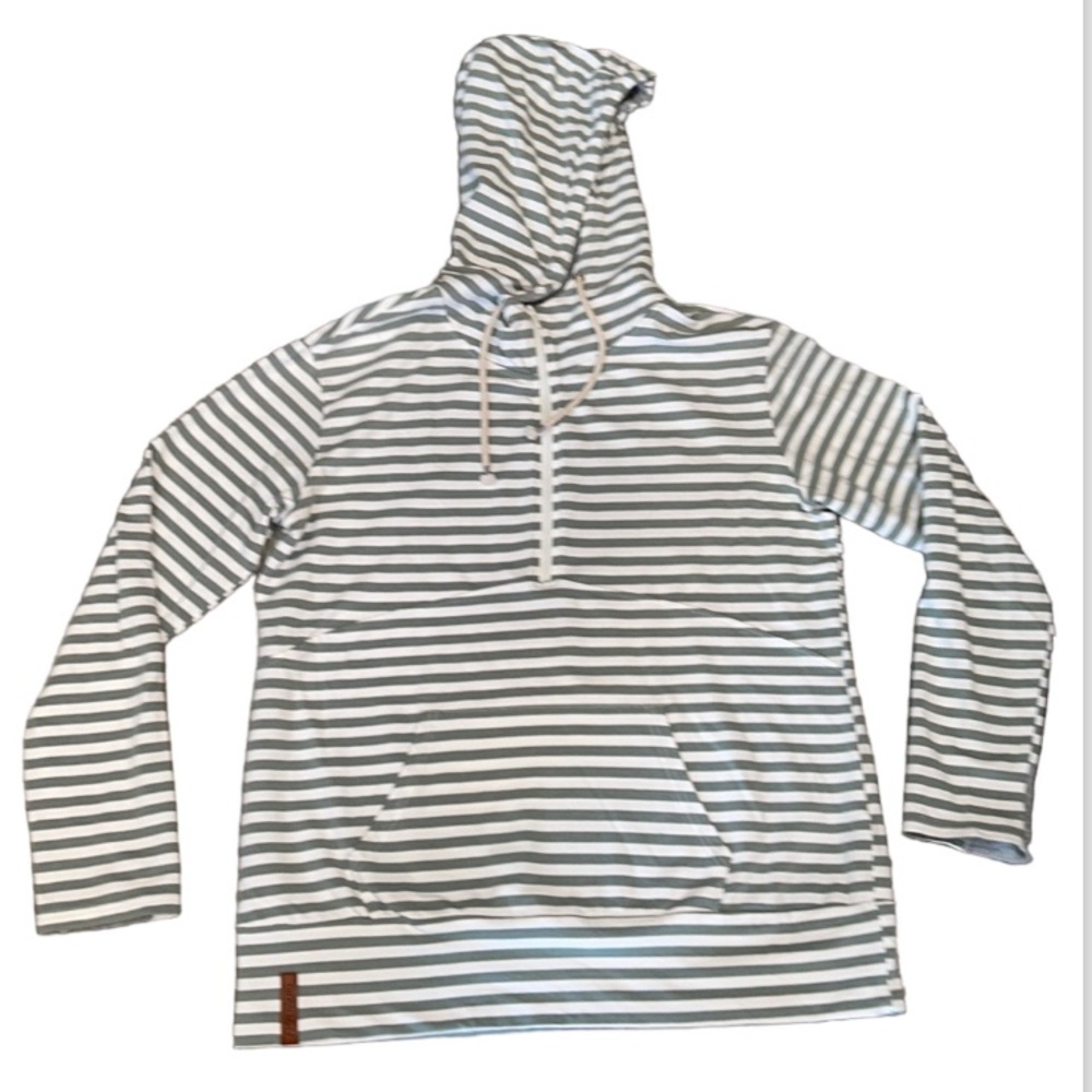 XXXL Ampersand Sweatshirt Half Zip Hoodie shirt cream and sage thumb holes